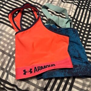 Bundle! Two Under Armour Vibrant Orange Sports Bras. Medium. Cute & high quality